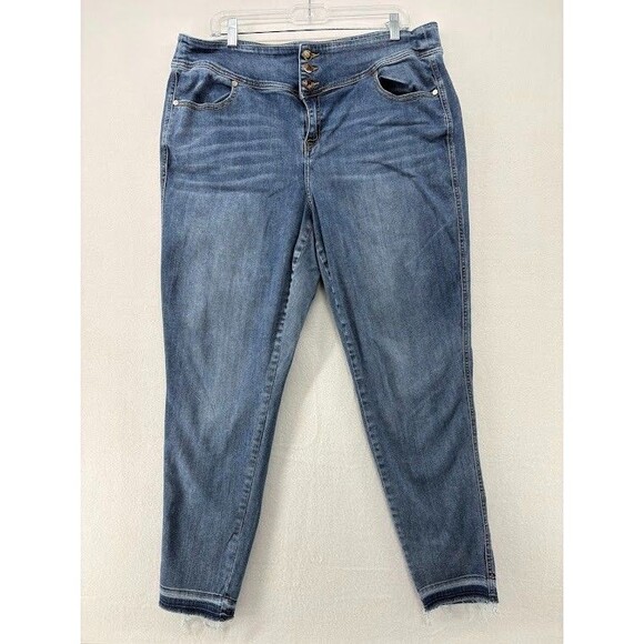Lane Bryant Denim - Lane Bryant Super Stretch Skinny Plus Size 20 Raw Hem Triple Button